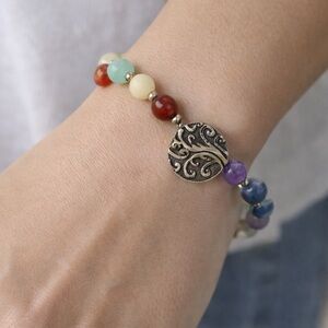 Multicolor Beaded Bracelet with Silver Charm